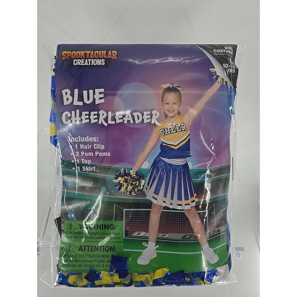 New Spooktacular Creations Blue Cheerleader Halloween Costume Girls Large 10-12
